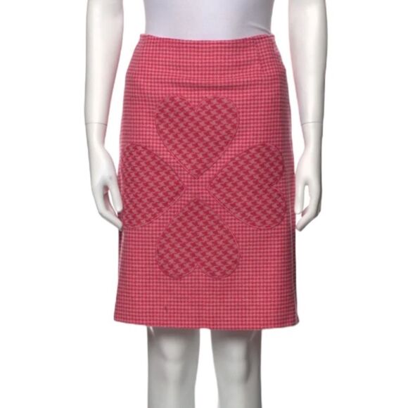 MOSCHINO Pink Wool Vintage Knee-Length Skirt 12 - Picture 1 of 5